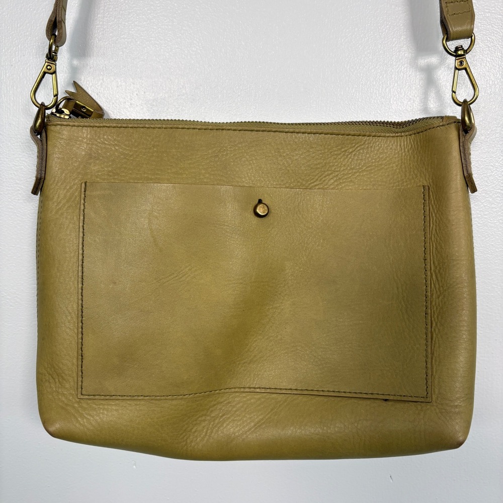 Madewell Womens Transport Crossbody Bag Medium Pistachio Leather Zip Top Stud